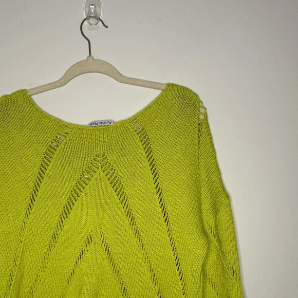 100% Cotton Boho Avocado Green Knit Sweater ⭑ Size M - Picture 13 of 14